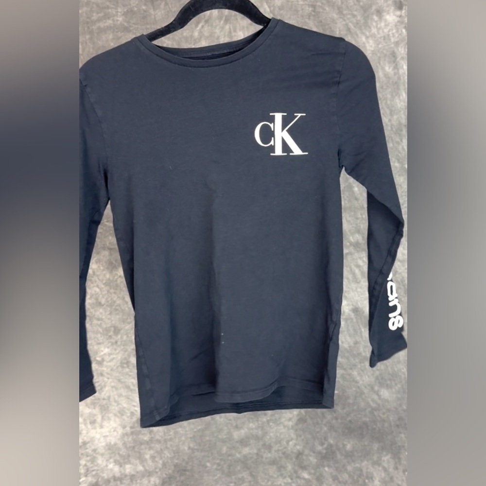 Calvin Klein Jeans Boys Long Sleeve Logo Shirt | Black | Size M (Boys)